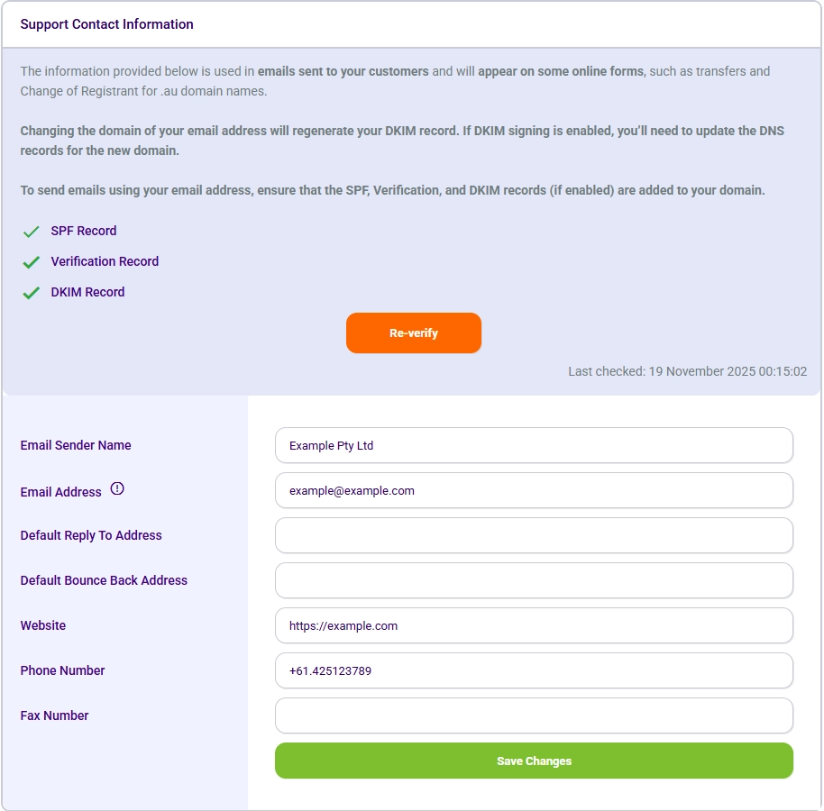 Support Contact Information