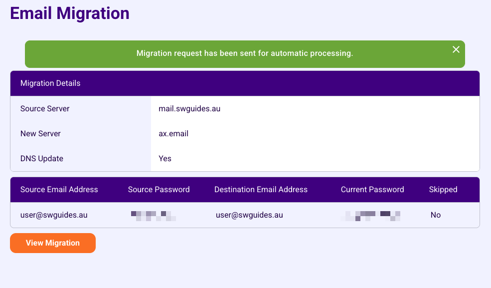 Email Migration Submit