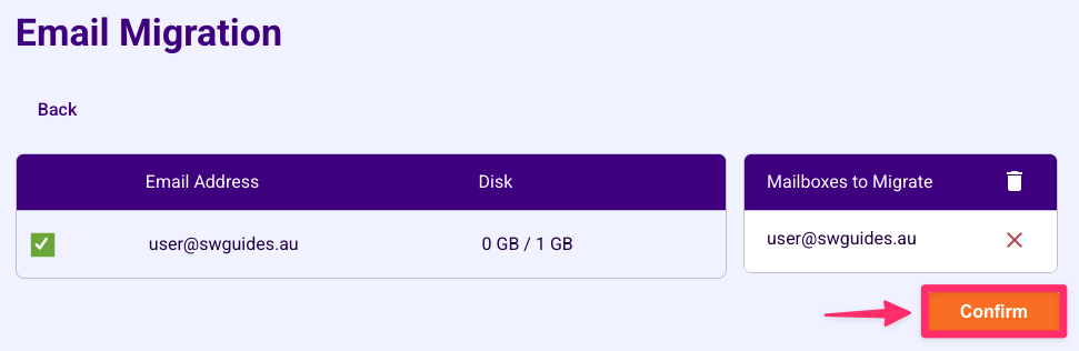 Email Migration Confirm