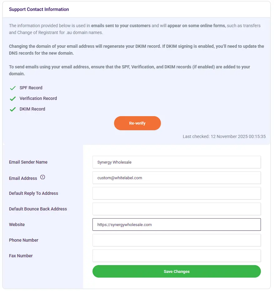 Whitelabel Email step one