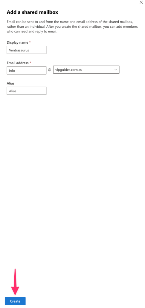 Create Shared Mailbox