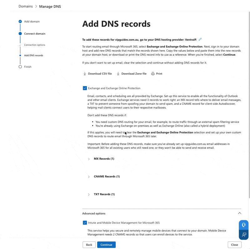DNS setup complete